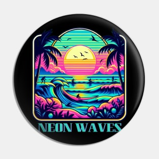 80s beach at sunset Pin