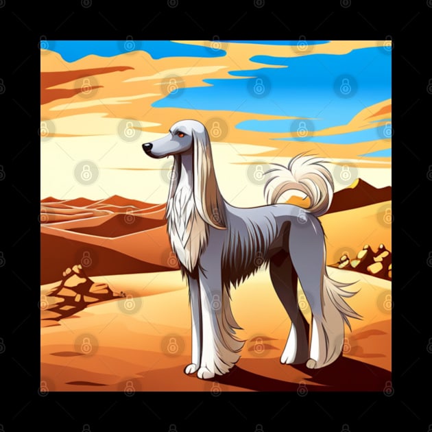 Afghan Hound in Desert by KayBeeTees