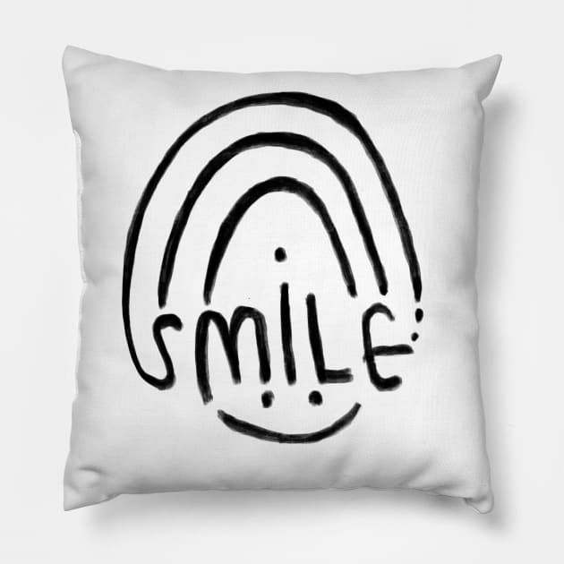 Cute Black Rainbow Smile Pillow by badlydrawnbabe