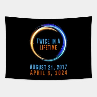 Solar eclipse Twice in Lifetime 2024 Gift For Men Women Tapestry