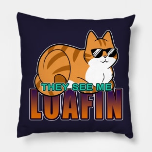 They See Me Loafin' - Orange n White Cat Pillow