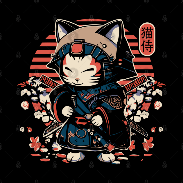 Samurai Cat Tattoo, Kawaii Ninja Cat by Apocatnipse Meow