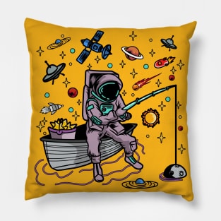 Astronaut Fisherman Fisher Fishing Planets Outer Space Day Pillow