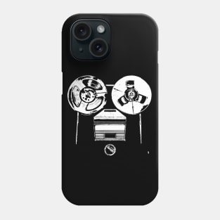 RETRO reel-to-reel tape recorder, white sketch Phone Case