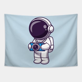 Cute Astronaut With Camera Cartoon Tapestry