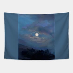 Evening Moonlit Landscape Tapestry