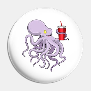 Octopus with Drinking mug Pin