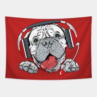 dog with headphone Tapestry