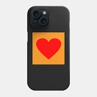 Corazón rojo sobre naranja Phone Case