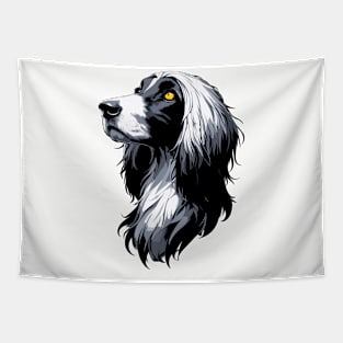 Stunning and Cool Afghan Hound Monochrome and Gold Portrait for Father's Day Tapestry