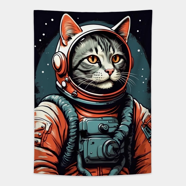 Cat Astronaut Tapestry by VivaLaRetro