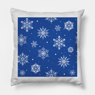 Christmas Folk Snowflakes2 Blue Pillow