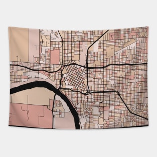 Tulsa Map Pattern in Soft Pink Pastels Tapestry