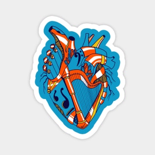 Orange Blue No 2 Musical Heart Magnet