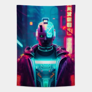 Abstract Cyberpunk Cyborg Tapestry