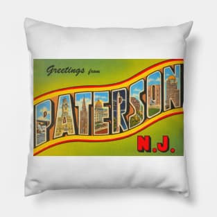 Greetings from Paterson, New Jersey - Vintage Large Letter Postcard Pillow