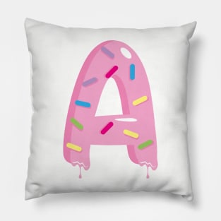 Sprinkles and pink icing decorative letter A Pillow