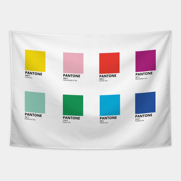 London Underground Colors Pantone pack Tapestry by lindsey788