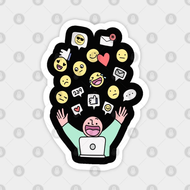 Social media sticker, emoticon doodle Magnet by TrvlAstral