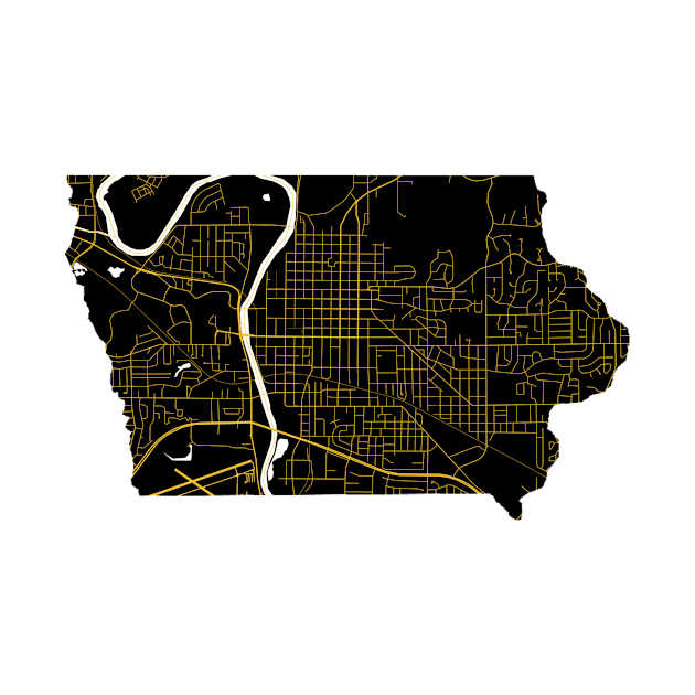 Iowa City Map State Outline by ZSONN