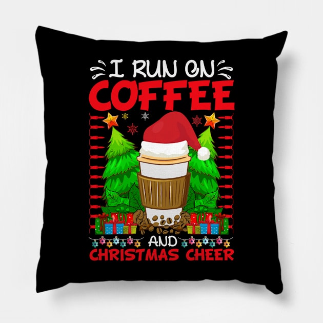 I RUN ON COFFEE AND CHRISTMAS CHEER Pillow by MZeeDesigns