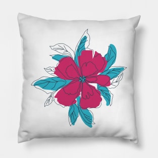 Sketchy Pink Blue Flower Pillow