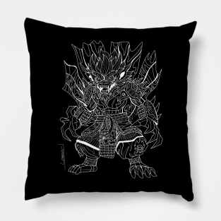 demon mexican yokai samurai ecopop art Pillow