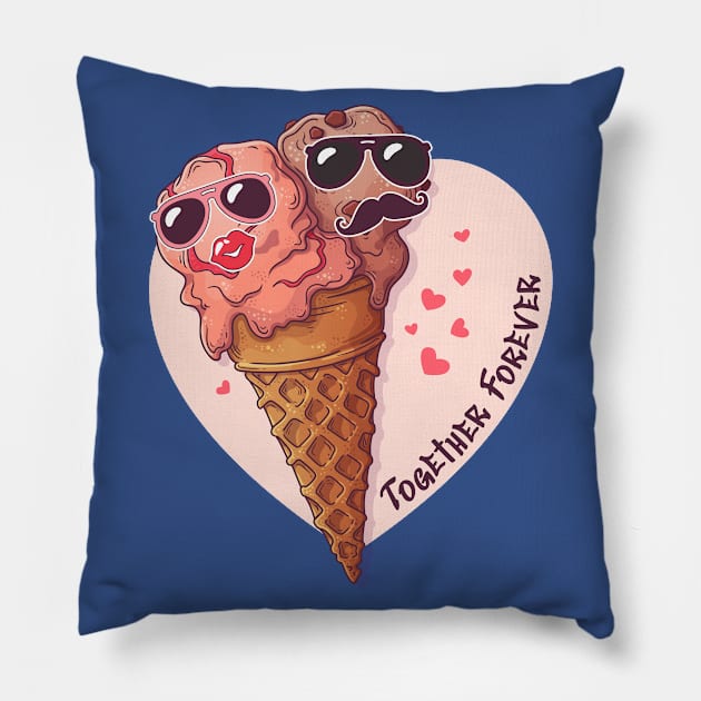 Together Forever Ice Cream Cones Couple Pillow by Mako Design 