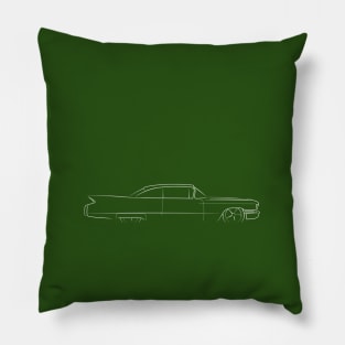 1960 Cadillac - profile stencil, white Pillow