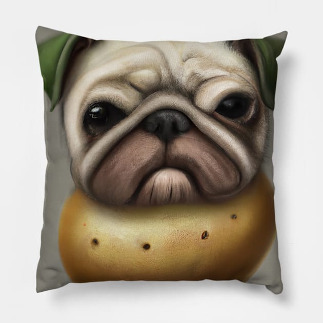 Potato Dog Face Pillow by maxcode