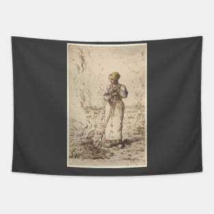 A Woman Burning Weeds Tapestry