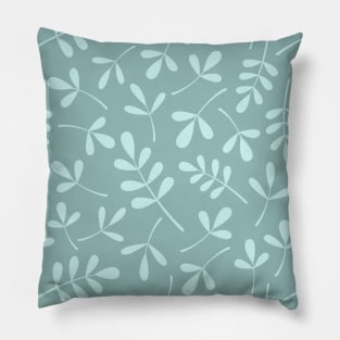 Assorted Leaf Silhouettes Lt on Mid Teal Pillow