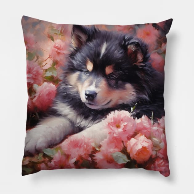 Finnish Lapphund Painting Pillow by Enchanted Reverie