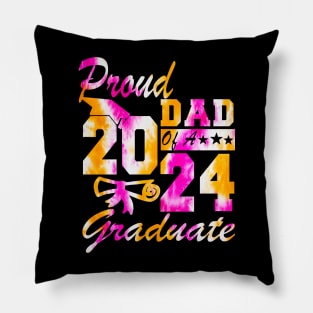 Tie Dye Proud Dad of a 2024 Graduate Class of 2024 Senior Pillow