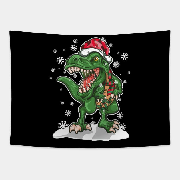 Dinosaur Christmas T Rex Lover Santa Claus Tapestry by RAWRTY ANIMALS