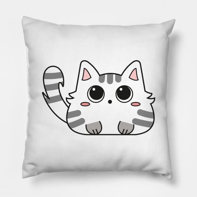 Cute white and grey kitten Pillow by LunMoony