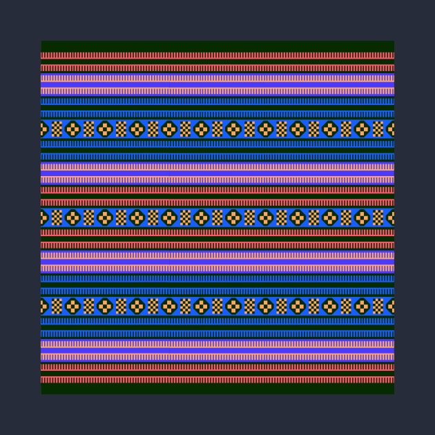 Native American Traditional Ethnic Tribal Indian Blanket Motif Pattern Blue by oknoki