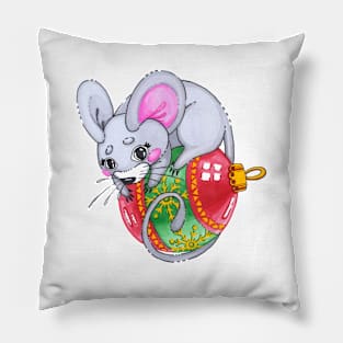 Mouse on Christmas toy Pillow