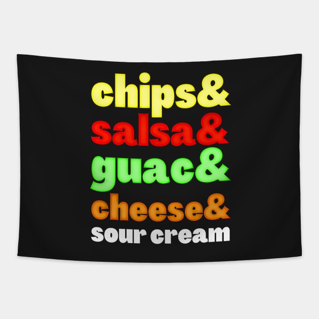 National Tortilla Chip Day Ingredients Grocery List Tapestry by BubbleMench