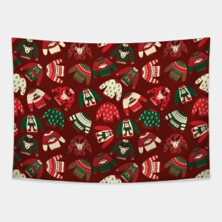 Ugly Christmas Sweaters Red Green Beige Tapestry