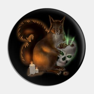 Spooky Squirrel Halloween Lycanthropy Skull Digital Art Pin