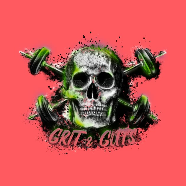 Grit and Guts Skull Neon Green by Jarrodjvandenberg