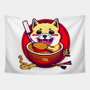 Kawaii Shiba Inu eat Ramen Noodle-Loving Tapestry