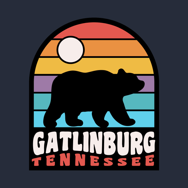 Gatlinburg Tennessee Bear Badge Retro Sunset by PodDesignShop