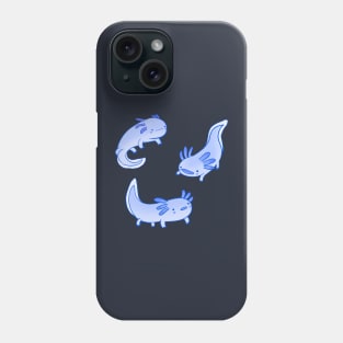 Cute blue axolotls drawing Phone Case