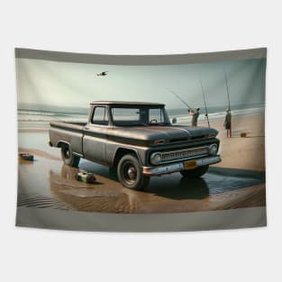 1963 Chevrolet C10 on the Texas beach for some shoreline fishing Tapestry