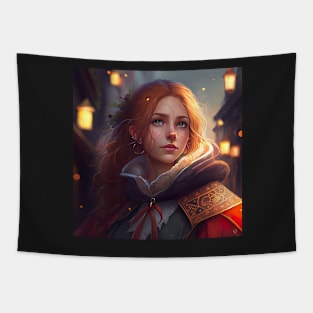 Anime Redhead Woman Anime Style Tapestry