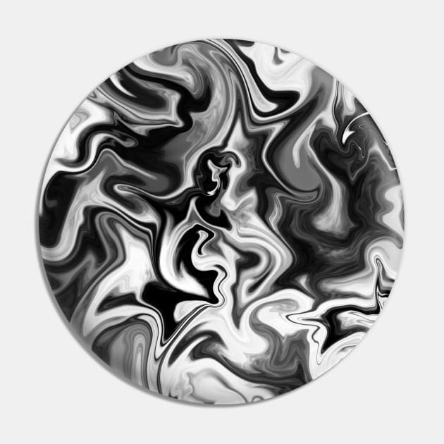 Fluid Black and White Marbleized Ink Pin by Art by Deborah Camp