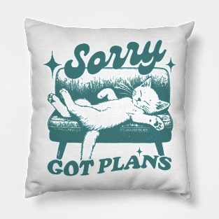 Sorry Got Plans Retro Graphic T-Shirt, Vintage Unisex Adult T Shirt, Vintage Kitten T Shirt, Nostalgia Cat Pillow