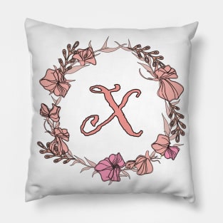 Letter X Rose Pink Initial Monogram - Letter x Pillow